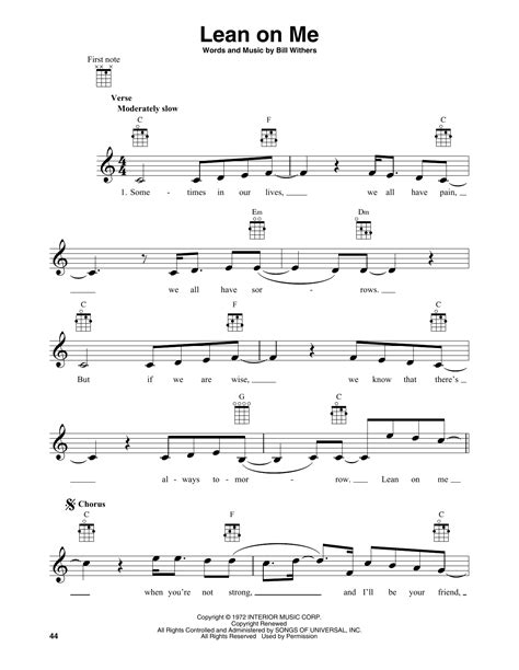 Lean On Me By Bill Withers Sheet Music For Banjo Tab At Sheet Music Direct