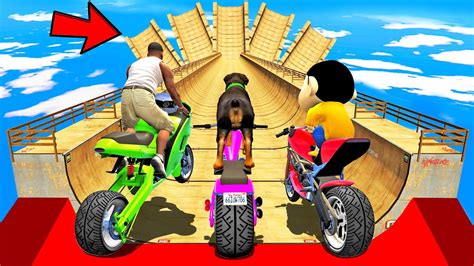 Shinchan And Franklin Tried Penta Mega Ramp Crazy Race Jump Challenge