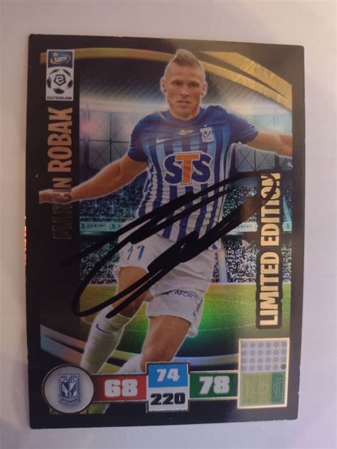 Karta Panini Autograf Lech Pozna Marcin Robak Limited Edition