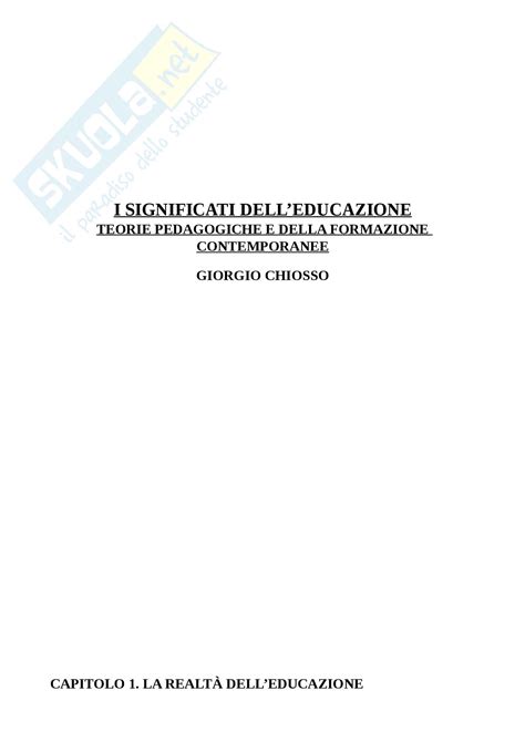 Riassunto Esame Pedagogia Prof Michelin Libro Consigliato I