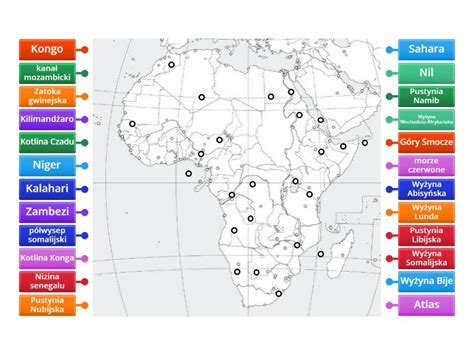Mapa Fizyczna Afryki Rysunek Z Opisami