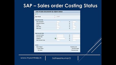 🎯 Sap Costing Status Of Sales Order Youtube