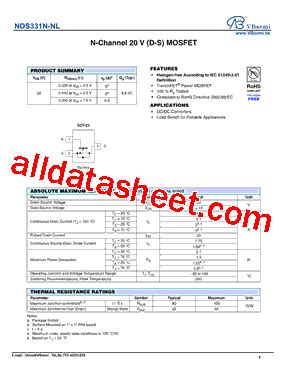 NDS331N NL Datasheet PDF VBsemi Electronics Co Ltd