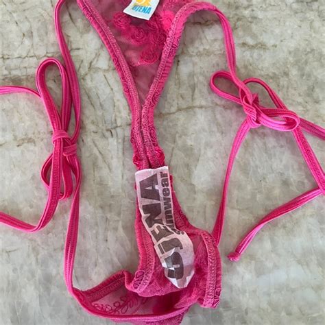 Ujena Swim New Ujena Sheer Lace Sexy 2 Piece N25 Rosy Tonga String Bikini Pink Size M Poshmark