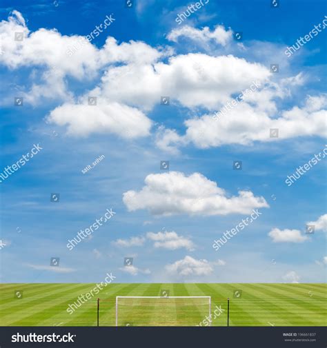 Soccer Field With Blue Sky Background Stock Photo 196661837 Shutterstock