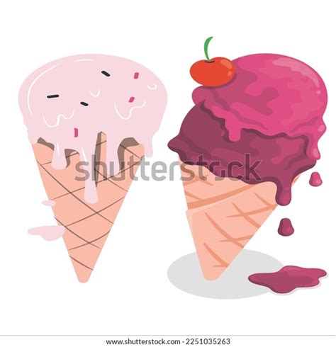 Melting Ice Cream Cone Chocolate Syrup Stock Vector (Royalty Free) 2251035263 | Shutterstock