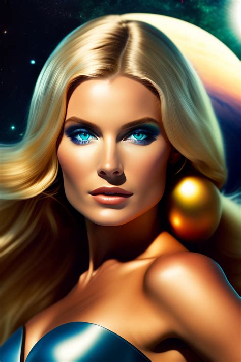 Lexica Total Body Picture Of A Blonde Spacegirl With Green Eyes She Is Wearing A Black Formal