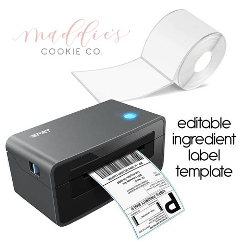 Editable Ingredient Label — Maddies Cookie Co