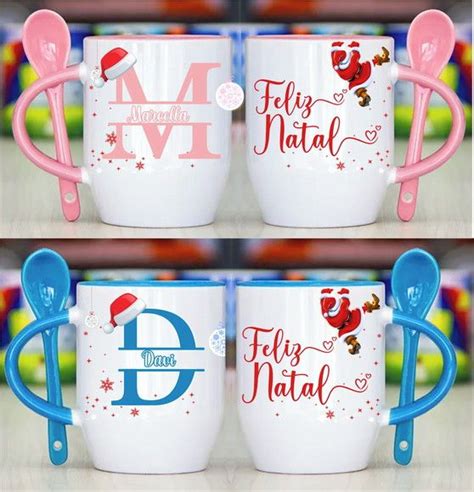 Caneca Colher Natal Personalizada Nome Uni Promo O Elo