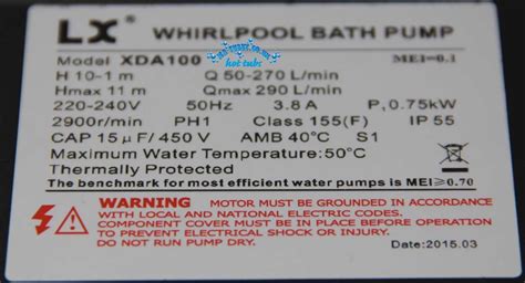WHIRLPOOL LX XDA100 PUMP Hot Tub Spa 10HP 075KW Davey Replacement