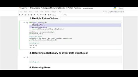 The Amazing Technique Of Returning Results In Python Functions Youtube