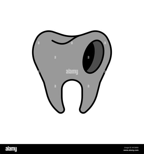 Diente Con Agujero Enfermos Diente Caries Pulpitis Y Dolor De Muelas Ilustración Vectorial