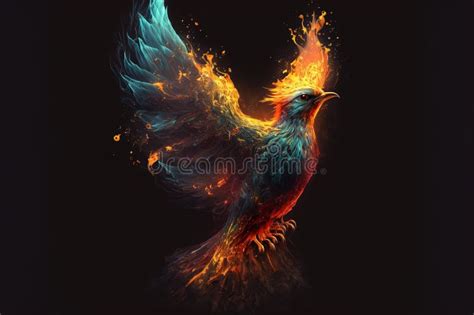 Phoenix Bird With Wings On Fire Mythological Folklore Spiritual