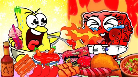 Hot Vs Cold Mukbang Baby Spongebob Convenience FOOD MUKBANG ANIMATION YouTube