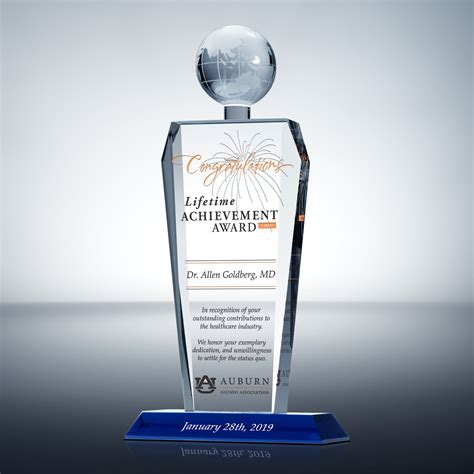 Crystal Globe Lifetime Achievement Awards | Wording Ideas - DIY Awards