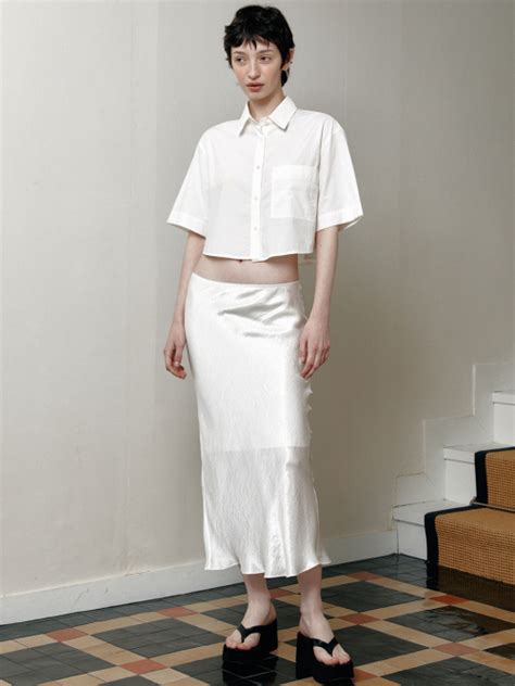 MUSINSA公式 LE oversize cropped shirt white