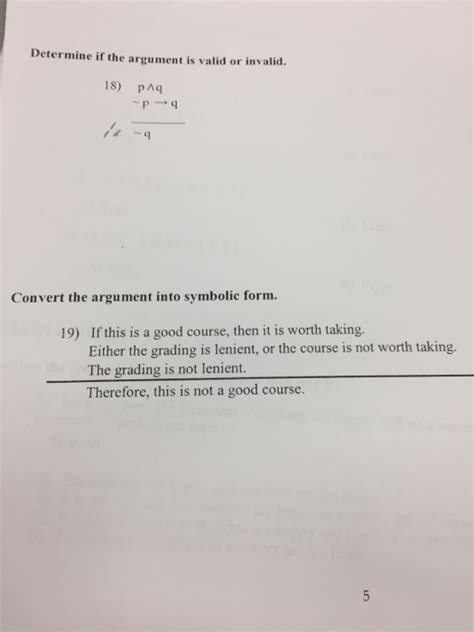 Solved Determine If The Argument Is Valid Or Invalid P