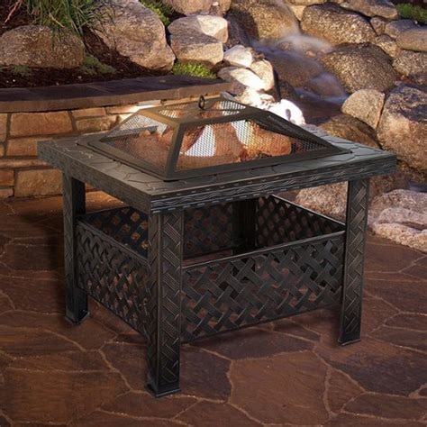 Pure Garden Fire Pit Set Wood Burning Pit With Spark Screen Cover And