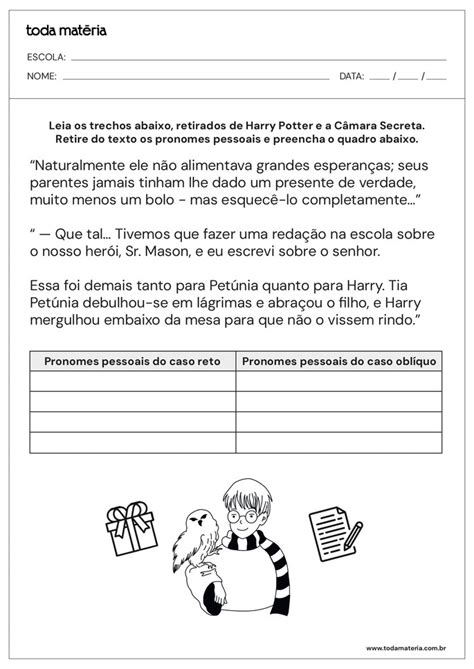 Atividades De Pronomes Oblíquos Para 4º E 5º Ano Com Respostas Respostas Tarefas