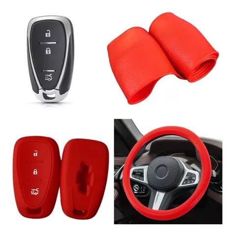 Cubre Volante Funda Llave Silicona Chevrolet Tracker Rojo