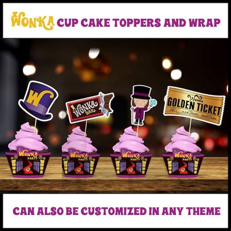 Willy Wonka And The Chocolate Factory Theme Cupcake Toppers Etsy