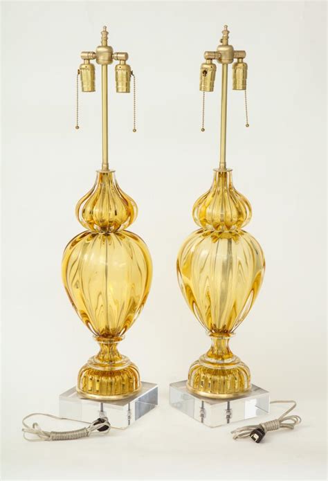 Marbro Lamp Company Marbro Amber Murano Glass Lamps