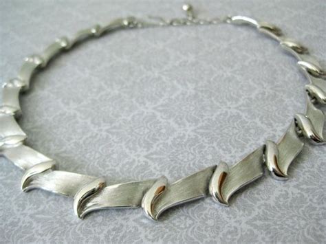 Vintage Crown Trifari Silvertone Choker Necklace Signed Crown Trifari