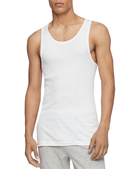 Calvin Klein Ultrasoft Stretch Modal Solid Tank In White Modesens