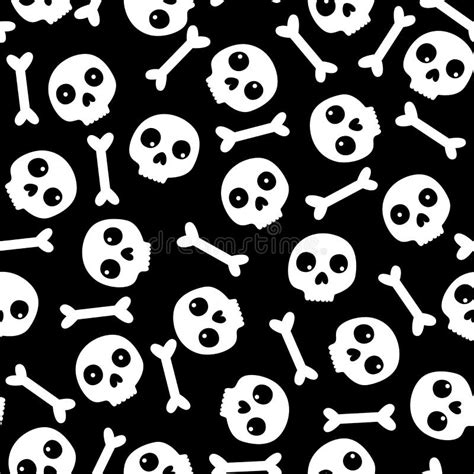 Halloween Vector Seamless Pattern With Skulls And Bones Stock Vector Illustration Of Fall