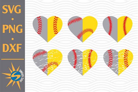 Half Heart Baseball Softball SVG PNG DXF Digital Files Include By