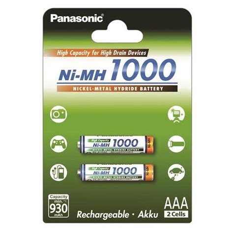 Купить Panasonic High Capacity AAA 1000 mAh 2BP NI MH BK 4HGAE 2BE