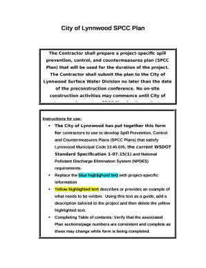 City Of Lynnwood SPCC Plan Fill And Sign Printable Template Online