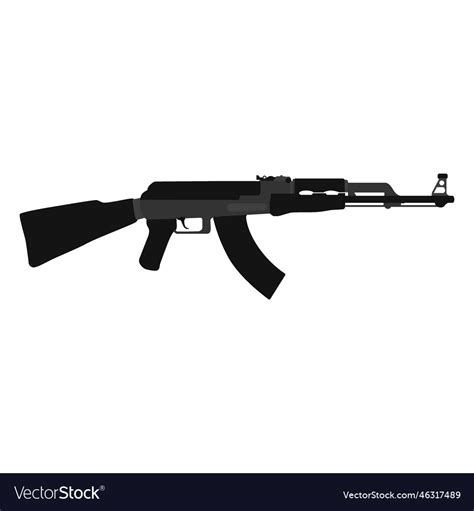 Ak 47 Assault Rifle Flat Icon Royalty Free Vector Image