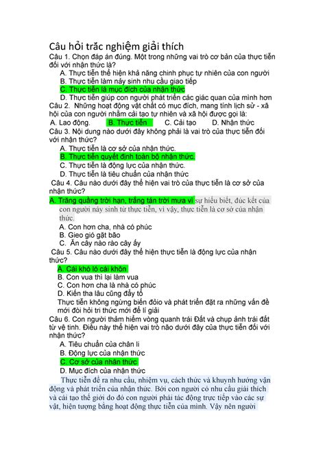 Câu Hỏi Trắc Nghiệm Có Giải Thích Câu H ỏi Trắắc Nghi ệm Gi ải Thích Câu 1 Chọn đáp án đúng