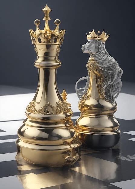 Premium Ai Image A Standing Golden King Chess Piece And A Fallen