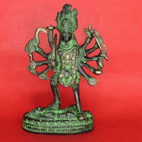 Goddess Kali Standing On Shiva S Chest Handmade Brass Figure Bhadra