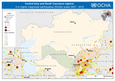 Central Asia And South Caucasus Regions 4 Or Higher Magnitude