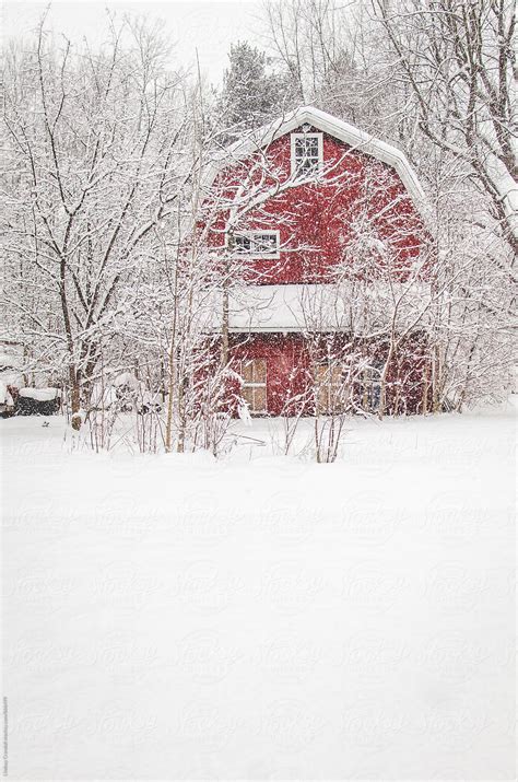 «Abandoned Red Barn On A Snowy Day» del colaborador de Stocksy «Lindsay ...