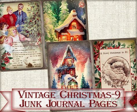 Vintage Christmas Junk Journal Kit 9printable Collage Pages Etsy