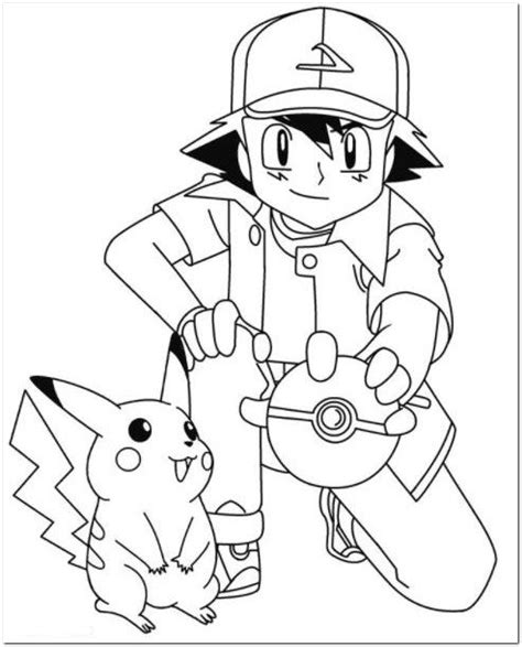 Pikachu And Ash Coloring Page