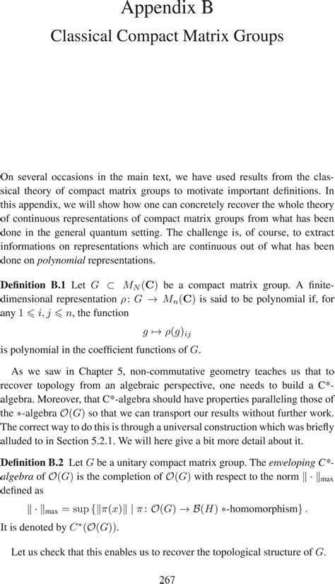 Classical Compact Matrix Groups Appendix B Compact Matrix Quantum