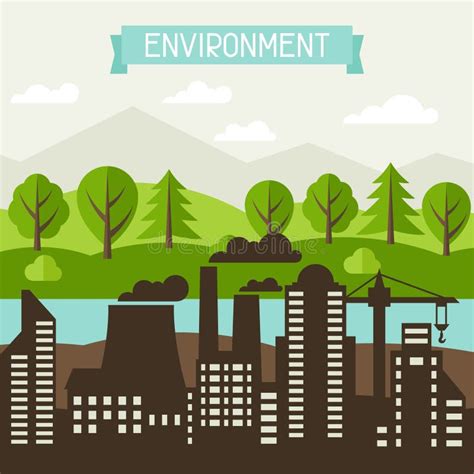 Flat Design Vector Ecology Concept Illustration Stock Vector