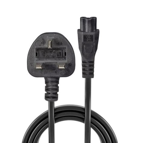 M Uk Pin Plug To Iec C Cloverleaf Power Cable Black From Lindy Uk