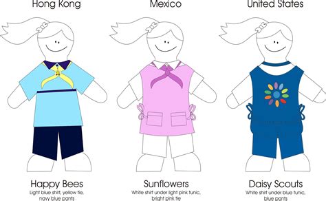 Rainbow uniforms around the world, inc pages to colour. By Guiding with ...