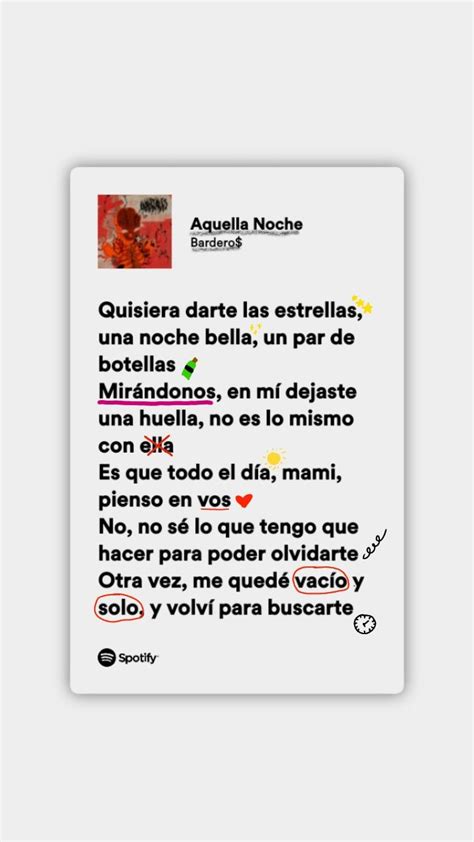 Aquella Noche Bardero Letras De Canciones Lyrics Letras De