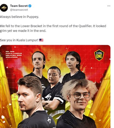 ESL One Kuala Lumpur 2023 Team Secret Qualifies For The Tournament