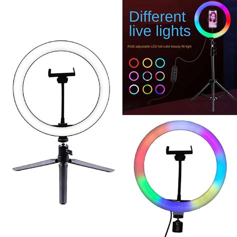 Rgb Color Ring Light 10 Inch Led Remote Control Circle Lamp With Phone