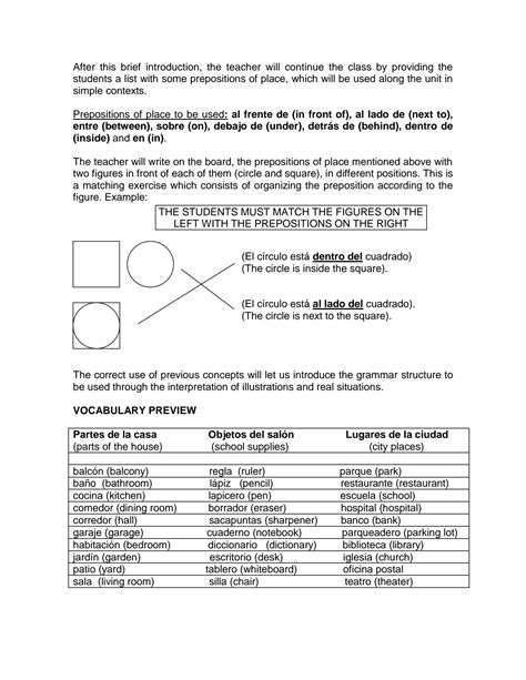 Solution Spanish Class Prepositions Of Place Clase De Espa Ol