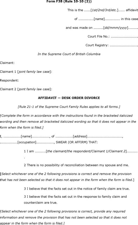 Affidavit Form Bc Supreme Court - AffidavitForm.net