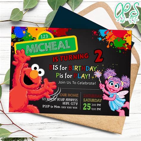 Elmo And Abby Cadab Birthday Invitation Customizable Template Diy